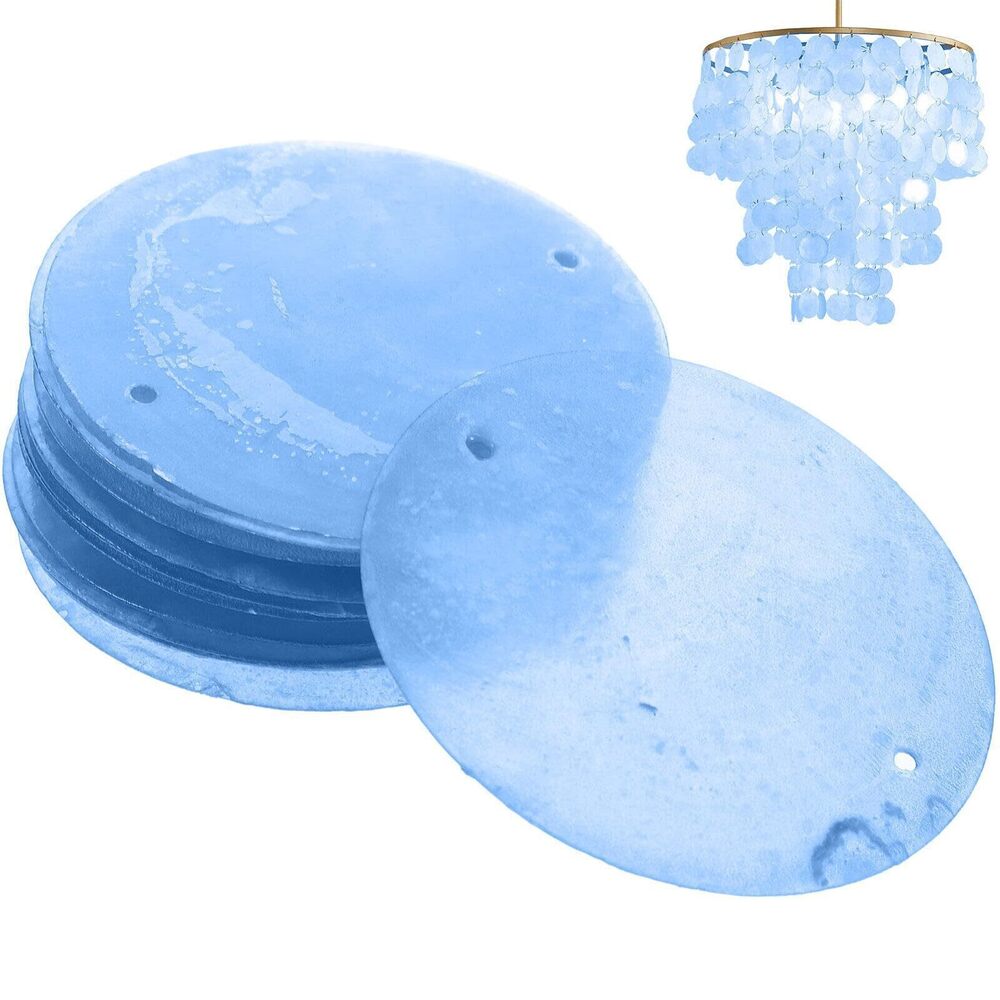 3510 100pcs Round Shells Pieces Blue： Round Natural Capiz with 2 Hole